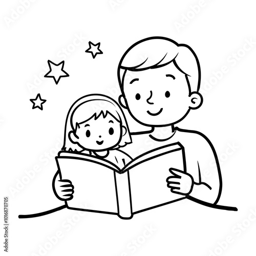 Bedtime story icon in drawing style 