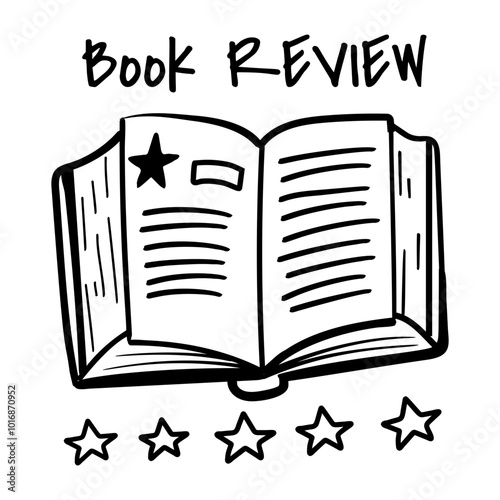 Book review icon in doodle style 