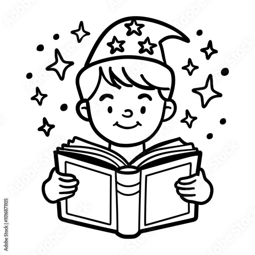 Fantasy story icon in drawing style 
