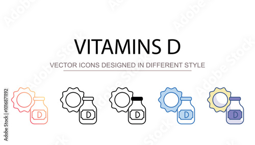 Vitamins D icon design with white background stock illustration