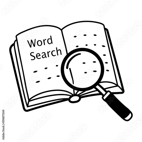 Word search icon in doodle style 