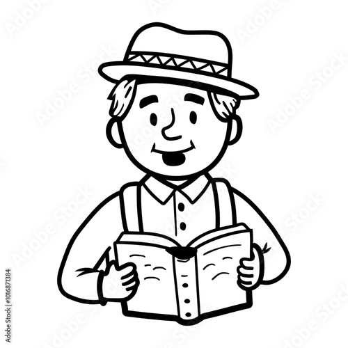 Pet reading icon in sketchy style 