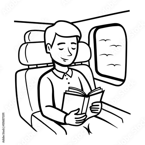 A person enjoy reading, doodle style icon 