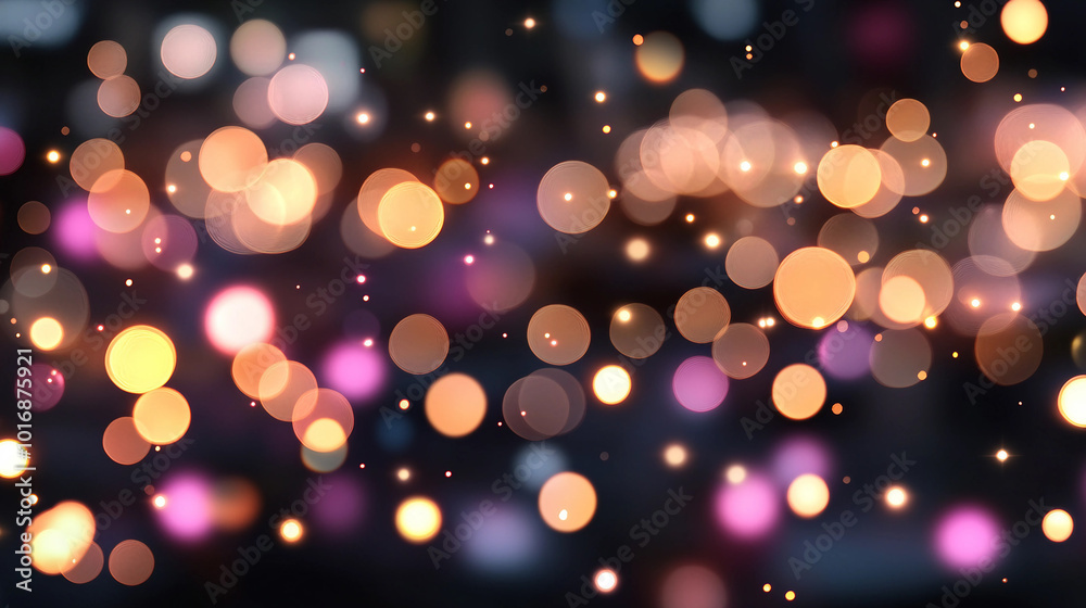 Fototapeta premium Colorful Bokeh and Sparkling Lights Creating a Magical Atmosphere in a Dark Background