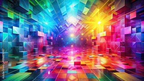 abstract geometric colorful background with depth of field effect