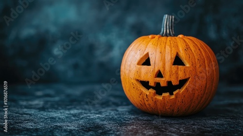 Cute Halloween Pumpkin on Black Background