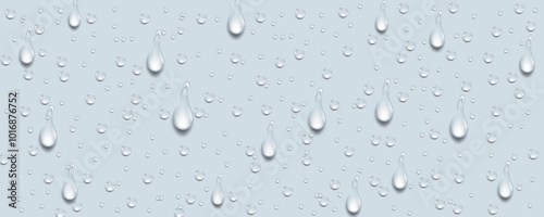 Rain transparent drops flow down the glass.Realistic wet condensation texture.Fresh water splash effect on the surface.Liquid spreading droplet shapes.