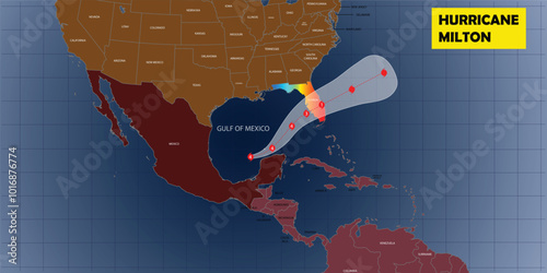 Hurricane Milton expected path way. Hurricane Milton approaching the Gulf of Mexico, Florida.