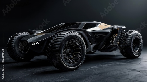 Car with a black background, a high-performance sport model. Powerful car with gold details, designed for fast transport.