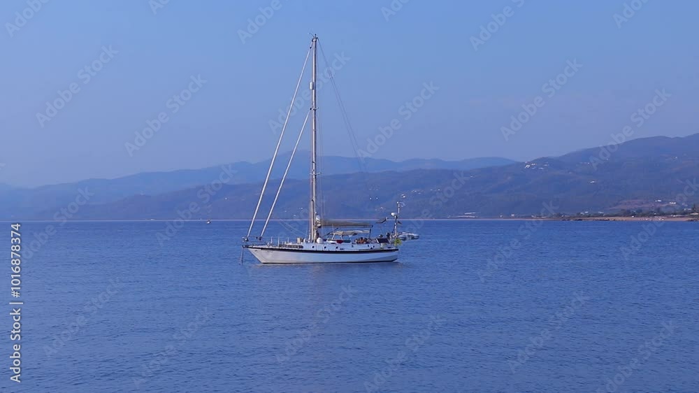 Yacht boat sailing at open blue sea Yacht boat sailing at open blue sea