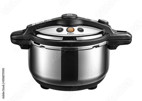 Explore culinary creativity with a sleek electric pressure cooker on a transparent surface. Generative AI photo