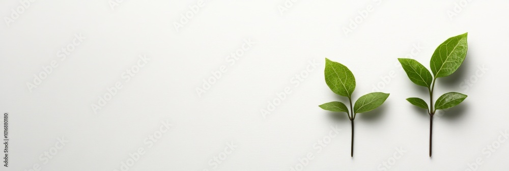 Two Green Leaves on White Background. Two Green Leaves on White Background.