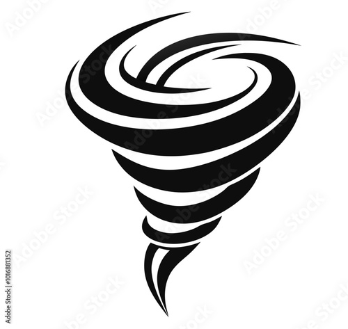 Vector illustration of a stylized tornado spiral pattern with a dynamic and fluid appearance. Weather and speed cyclones, typhoons, and hurricane outlines and icons.