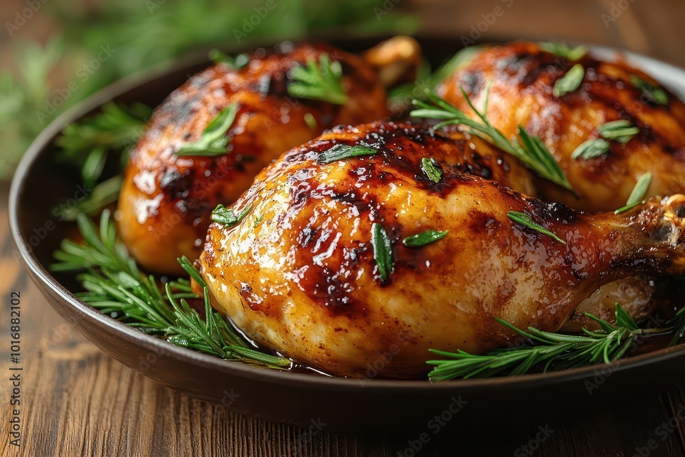 freshly baked whole chicken glazed with honey sauce beautifully presented on a rustic wooden table evoking warmth and a sense of homecooked comfort food freshly baked whole chicken glazed with honey sauce beautifully presented on a rustic wooden table evoking warmth and a sense of homecooked comfort food