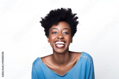 African American female laughing portrait person. photo