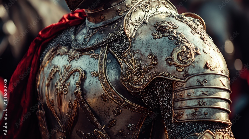 Detailed Close-Up of Ornate Knight Armor Detailed Close-Up of Ornate Knight Armor