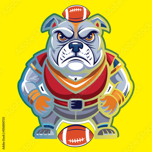 bulldog mascot american football vector illustration design on yellow background 


