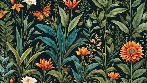 seamless pattern with flowers