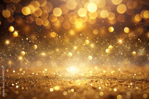 abstract gold bokeh background with real backlit dust particles