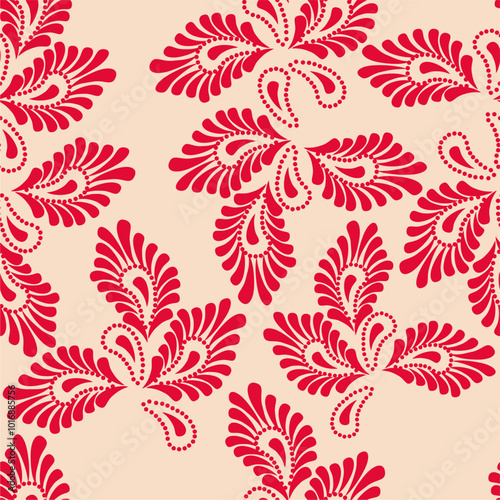 Seamless vector pattern print wallpaper background with paisley ornament ethnic art decor design