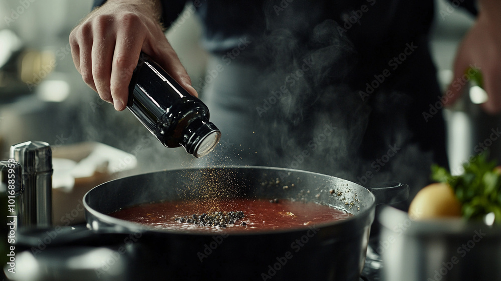 chef preparing soup in a kitchen chef preparing soup in a kitchen