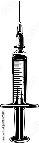 Black Silhouette Syringe Icon for World Anaesthesia Day Medical Illustration