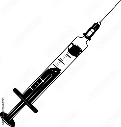 World Anaesthesia Day Walking Syringe Vector Icon in Black Silhouette and Outline