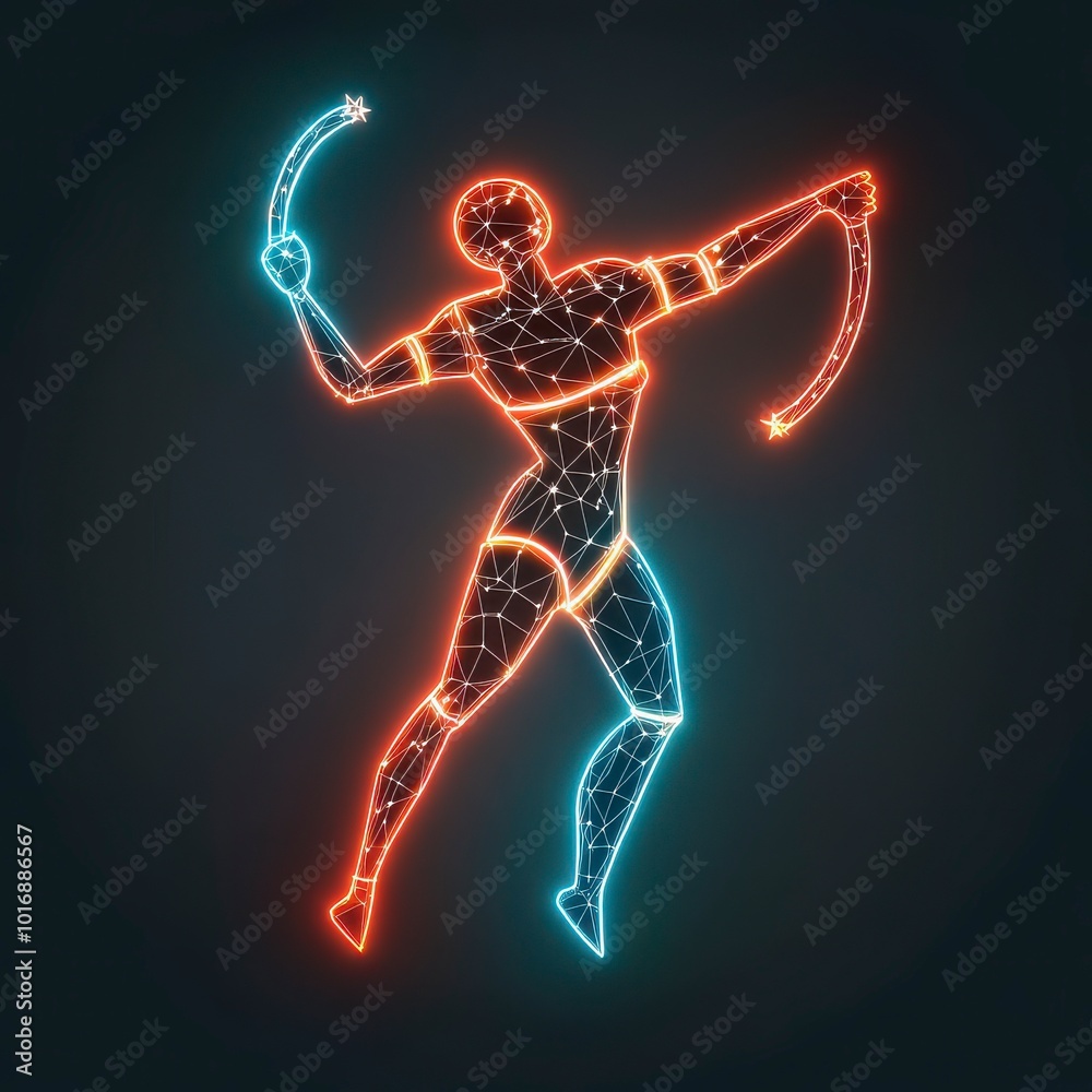 Abstract Digital Human Figure with Glowing Lines. Abstract Digital Human Figure with Glowing Lines.