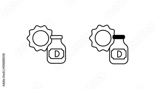 Vitamins D icon design with white background stock illustration