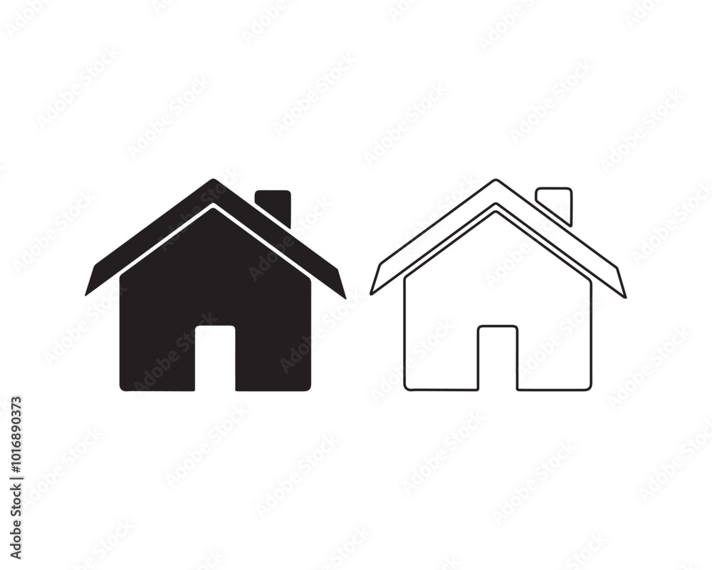 Fototapeta premium Home icon with thin line on white background