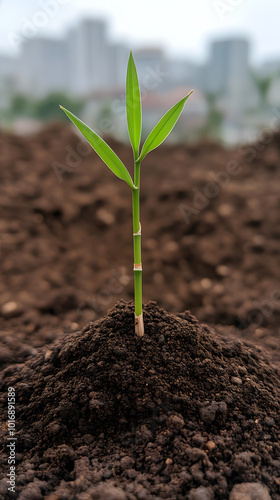 Small Bamboo Shoots Emerging from the Soil | New Growth and Natural Resilience in a Sustainable Forest