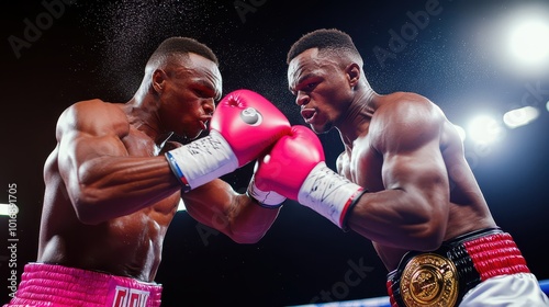 Intense Welterweight Boxing Match Action Shot photo