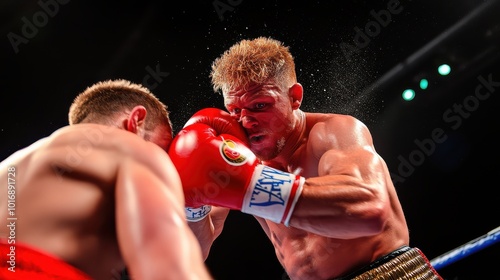 Dynamic Welterweight Boxer in Action During Match