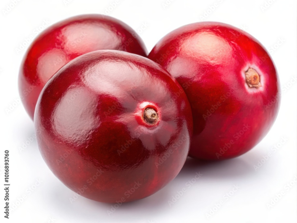 Fototapeta premium Fresh Whole Cranberries on Solid White Background