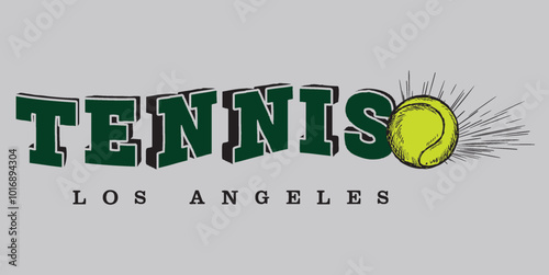 Vintage artwork for sportswear. Tennis club vector t-shirt design. New York tennis league graphic print design. Racket tournament. Tennis college league. Retro varsity tennis logos prints.