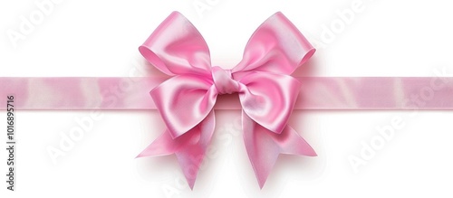 Silk Ribbon Bow on White Background