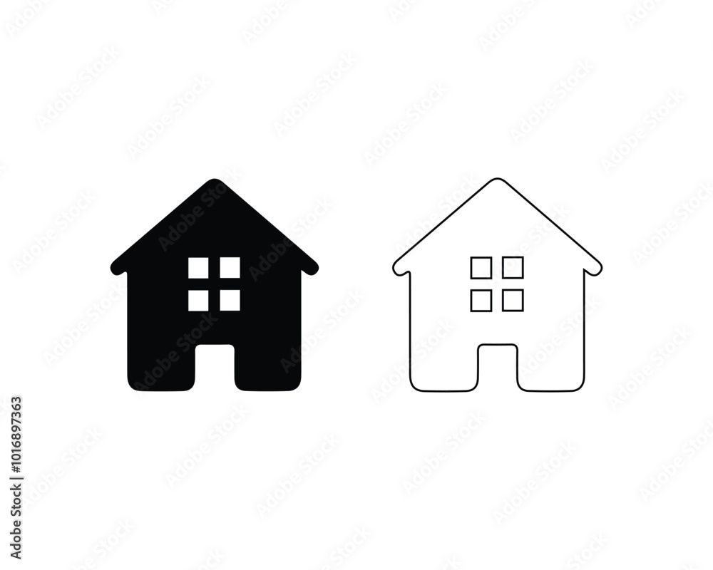 Home icon with thin line on white background Home icon with thin line on white background
