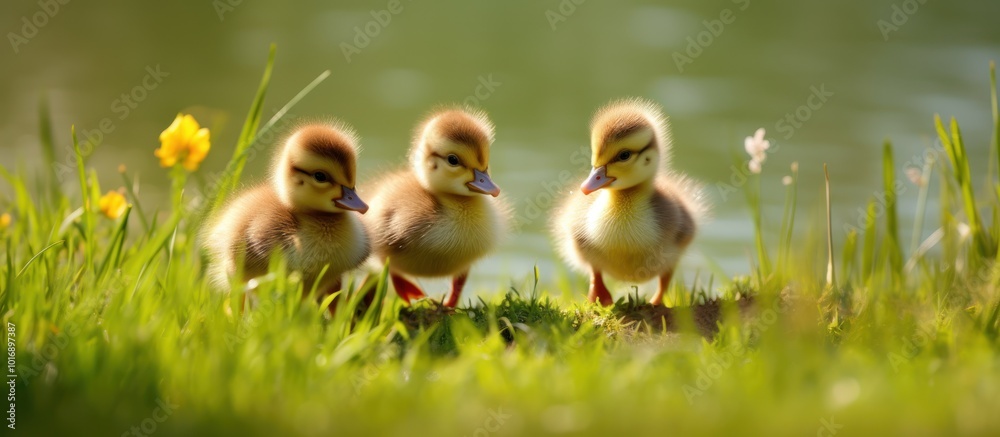 Three Ducklings in a Green Meadow Three Ducklings in a Green Meadow