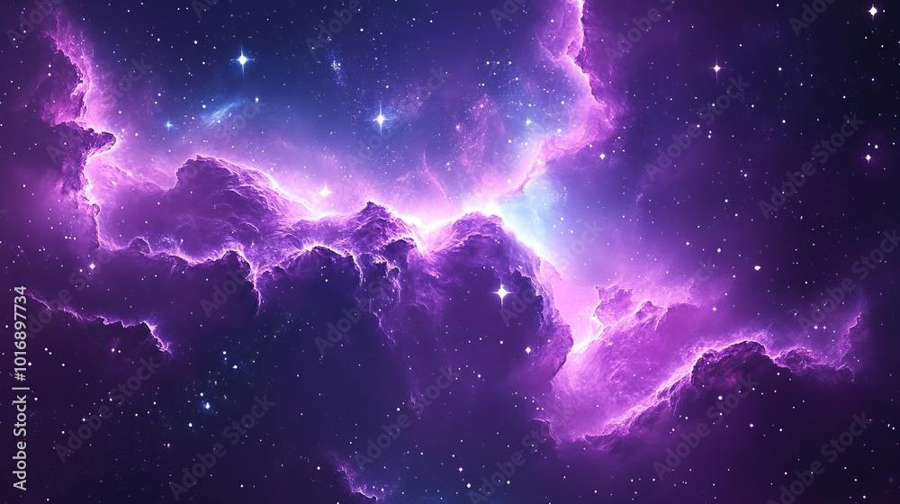 A purple tone space background with stars and a galaxy A purple tone space background with stars and a galaxy