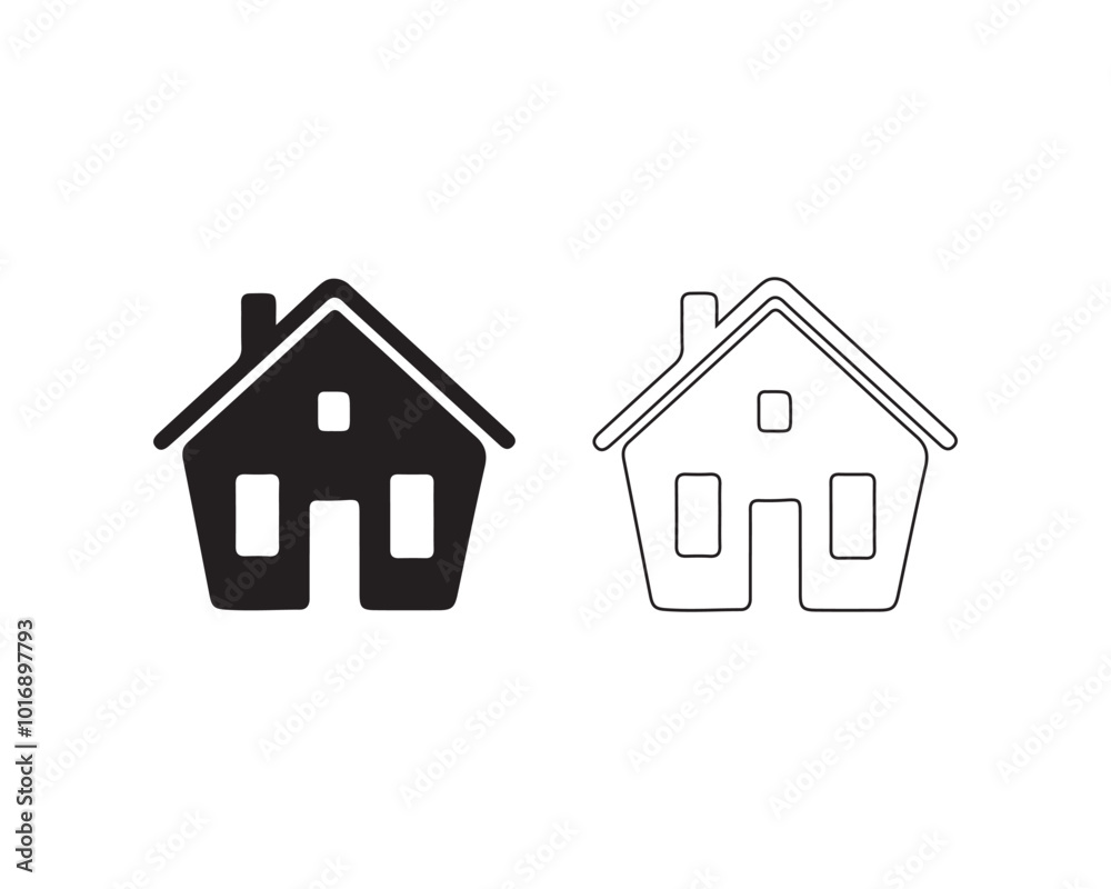 Home icon with thin line on white background Home icon with thin line on white background