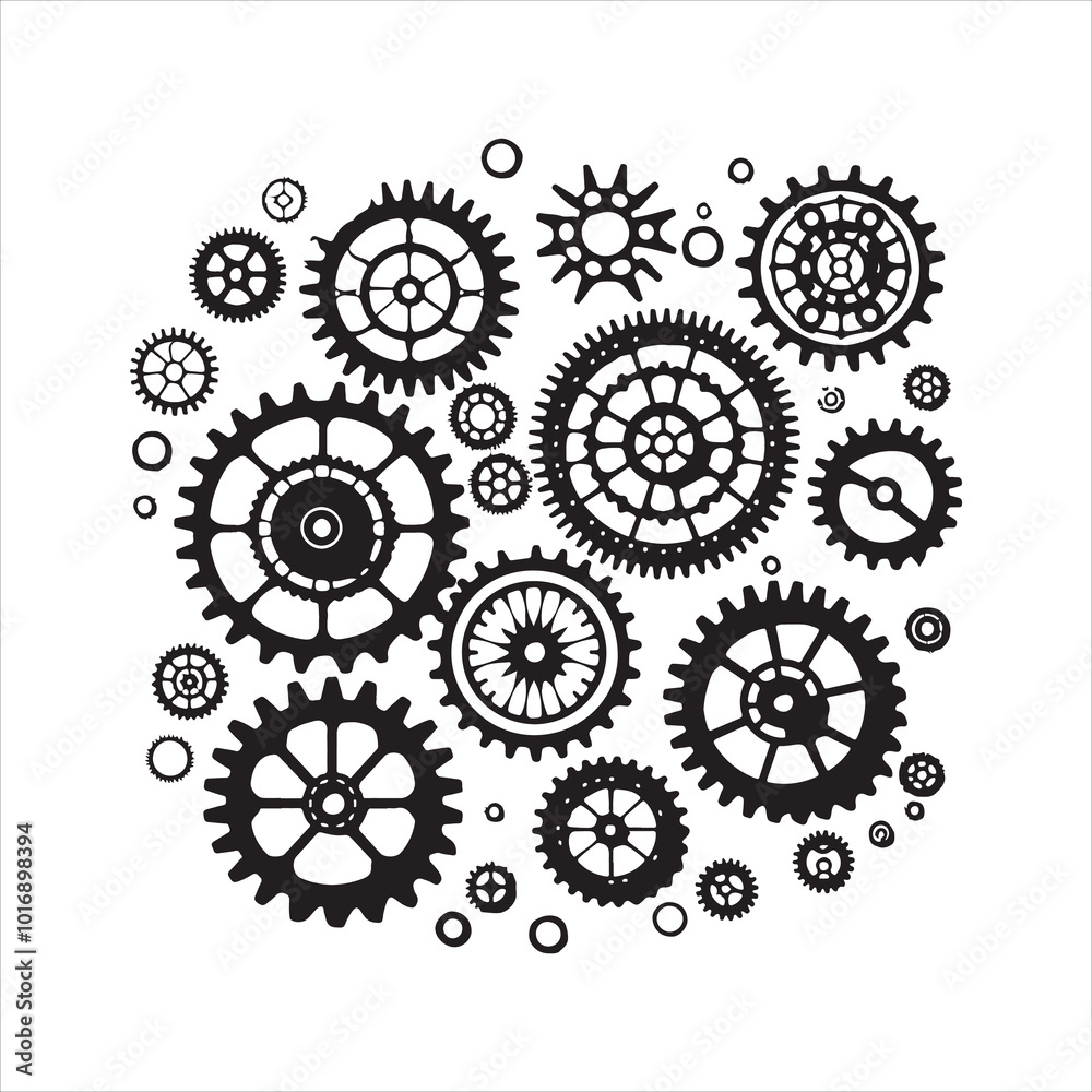 Gears silhouette on white background
Gears silhouette on white background