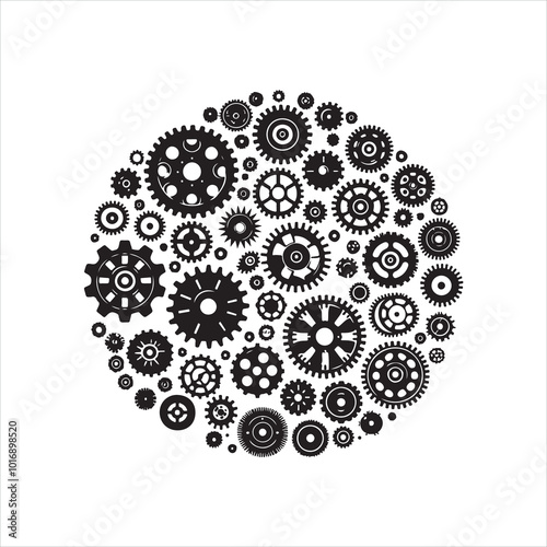 Gears silhouette on white background
