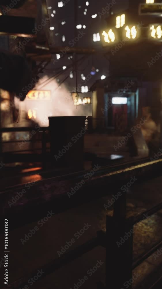 Foggy industrial urban street city night scenery Foggy industrial urban street city night scenery