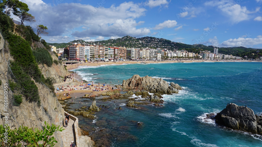 Lloret de mar, Spain - September 30, 2024: Beautiful views of the beaches of Lloret De Mar.