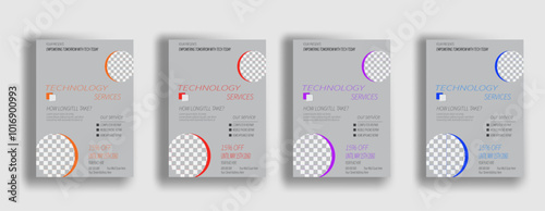 CorporateTechnology Flyer Layout with orange,red,purple and Blue Accents