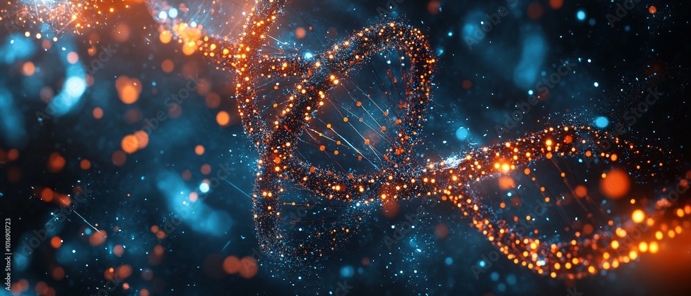 Abstract DNA Double Helix with Sparkling Lights and Bokeh Effects Abstract DNA Double Helix with Sparkling Lights and Bokeh Effects