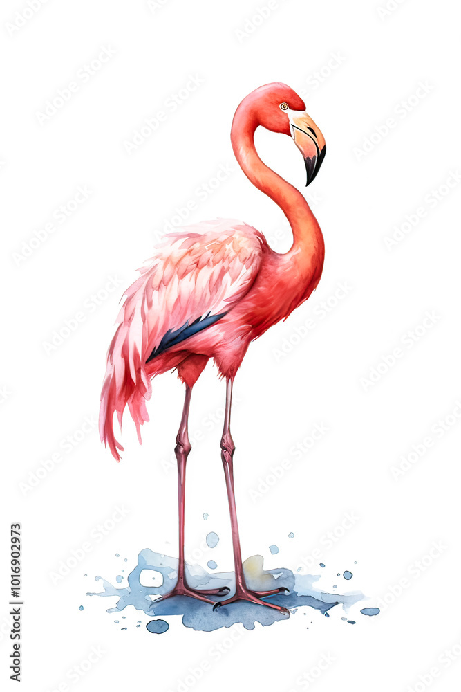 Fototapeta premium Graceful flamingos depicted in watercolor style