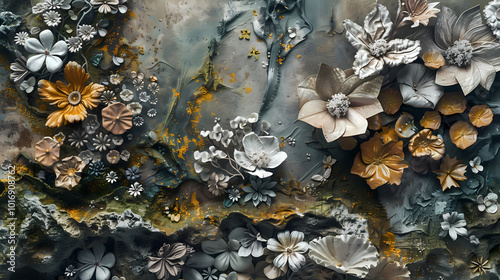 shells on the beach and flowers genarated AI