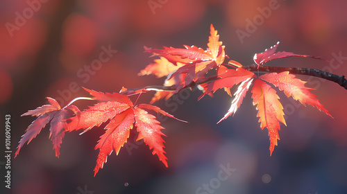 red autumn leaves generted AI photo