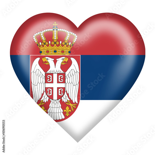 Serbia flag heart button with clipping path